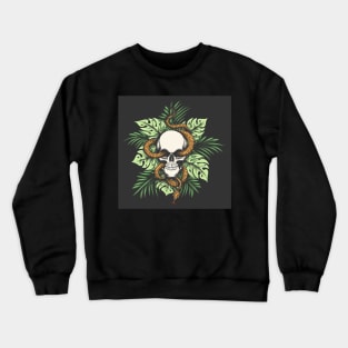 Skull and Snake on Jungle Leaves Crewneck Sweatshirt